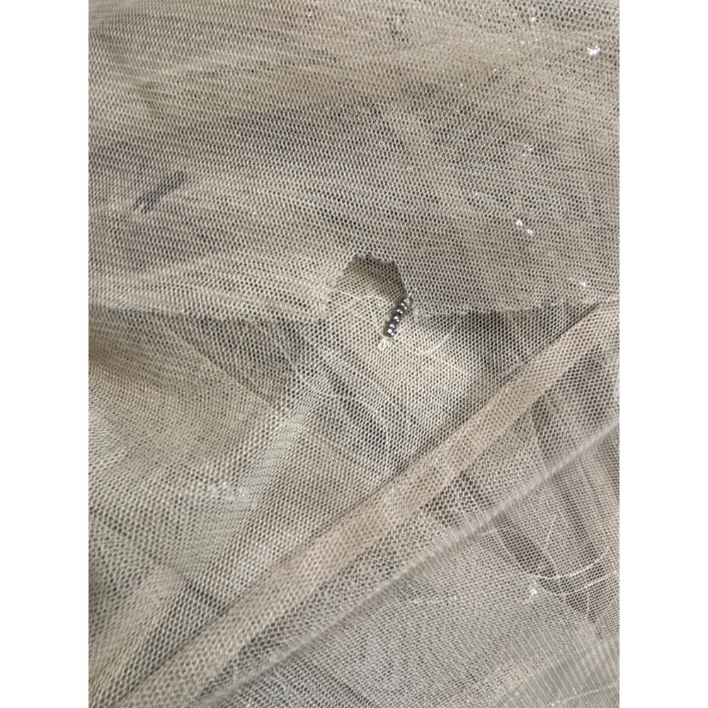 Adrianna Papell Beaded Sequin V-Neck Gown Cap Sleeve Maxi Dress Champagne Silver - Picture 13 of 16
